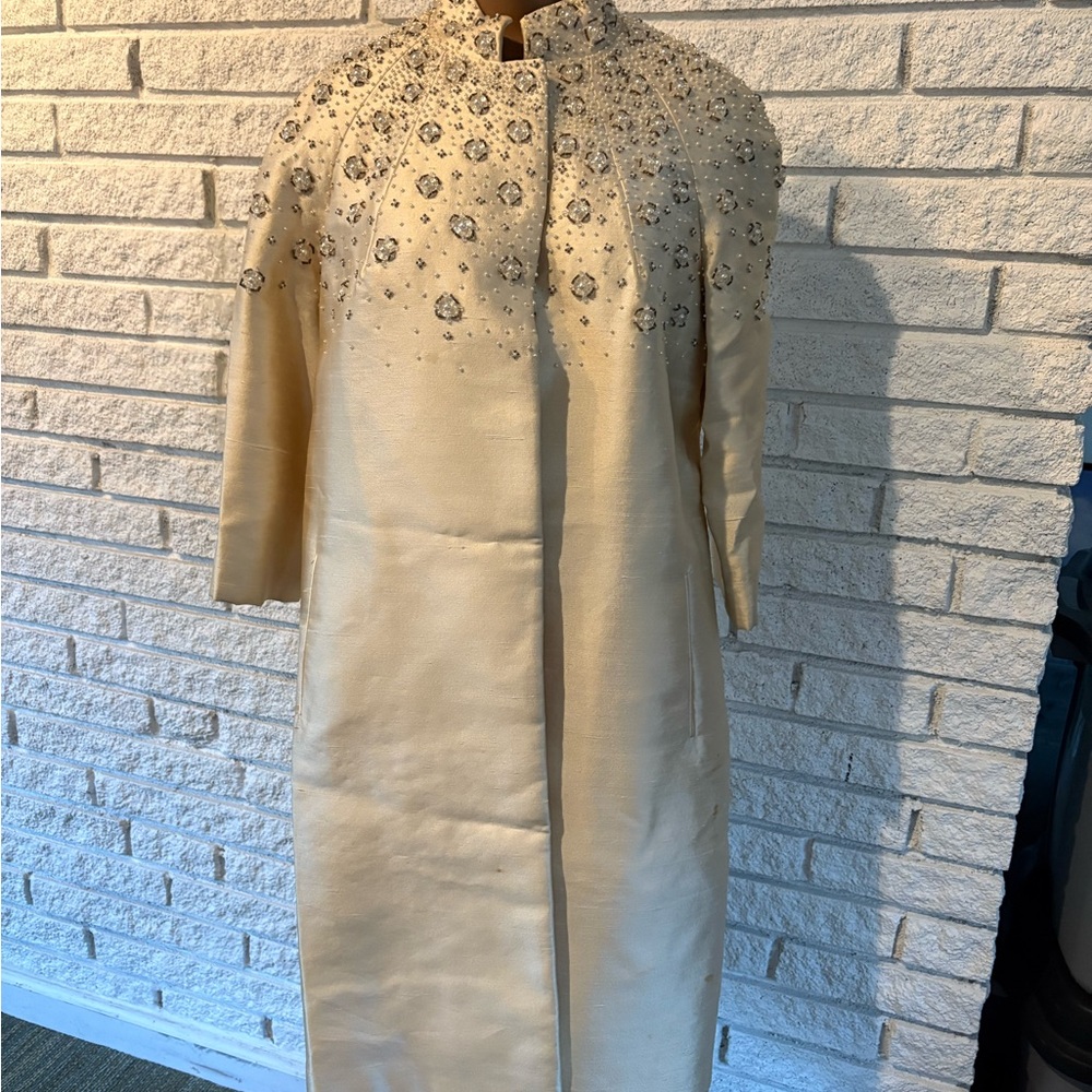 Rare 1960s Collin Lim British Crown Colony Raw Silk Evening Coat